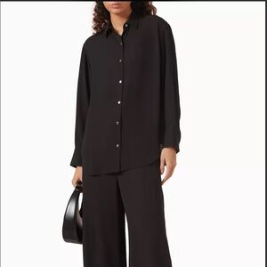 BABATON Black Power Button-Down Blouse Shirt Size M Like New